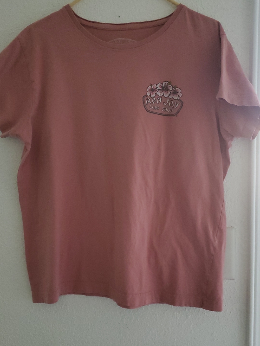 Ron Jon Dusty Rose Crewneck Tee with Floral Logo